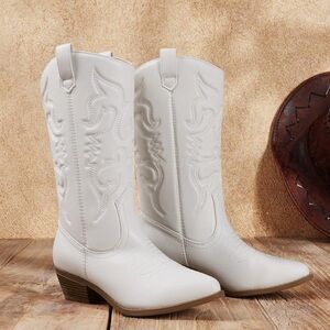 Amazon White Heeled Western Boots